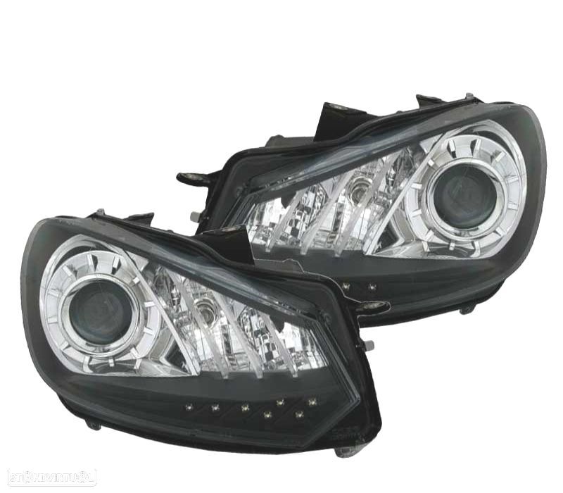FARÓIS FRENTE LUZ DIURNA VOLKSWAGEN VW GOLF 6 FUNDO PRETO - 1
