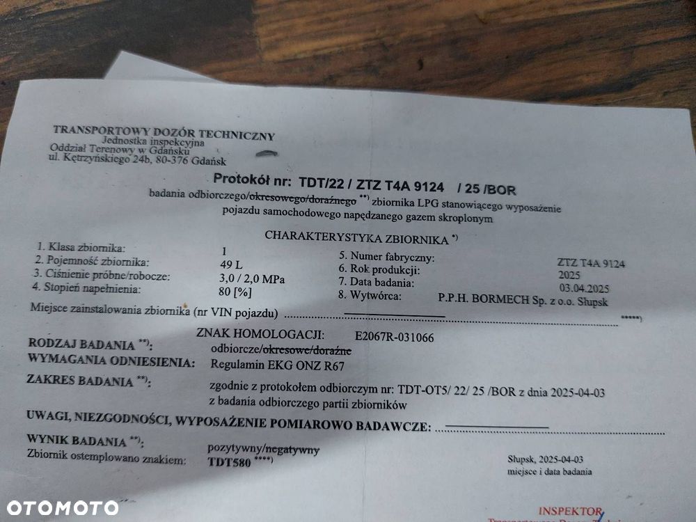 BUTLA GAZOWA LPG 49L 2035R PODWIESZANA PAPIER + ZAWÓR - 3