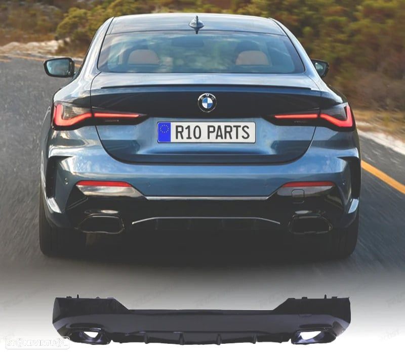 DIFUSOR BMW G22 21-23 LOOK M440 + PONTEIRAS DE ESCAPE PRETO BRILHANTE - 1