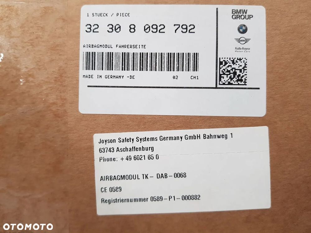 NOWA Poduszka kierowcy AIRBAG skórzana BMW M-PAKIET F80 F82 F10 F12 F06 F85 F86 F87 8092792 - 14