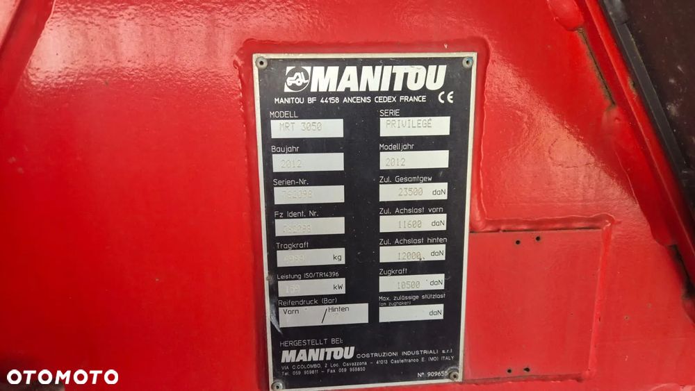 Manitou MRT 3050 Privilege Roto 2012 rok Ładowarka Teleskopowa Z Niemiec - 9