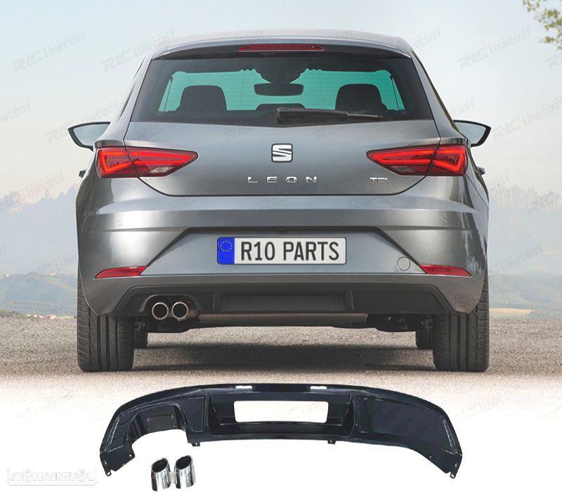 DIFUSOR SEAT LEON 17-20 LOOK FR PRETO BRILHANTE + PONTEIRAS DE ESCAPE - 1