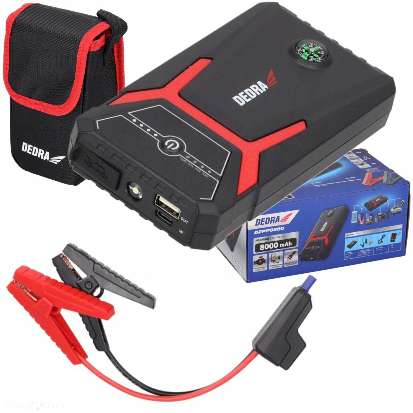 DEDRA URZĄDZENIE ROZRUCHOWE POWERBANK BOOSTER JUMP STARTER 8000mAH LATARKA - 14