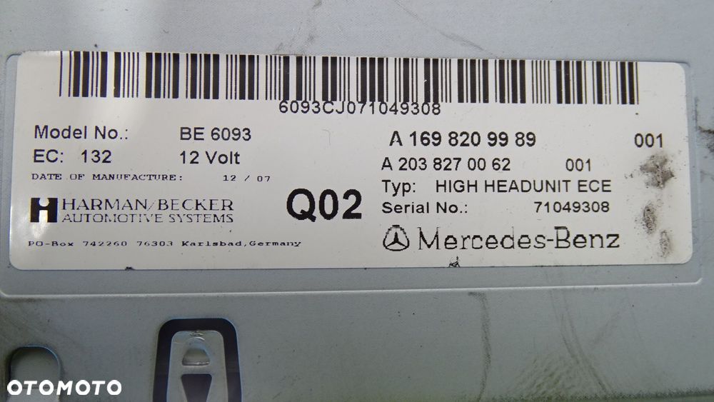RADIO MERCEDES W169 A1698209989 - 7