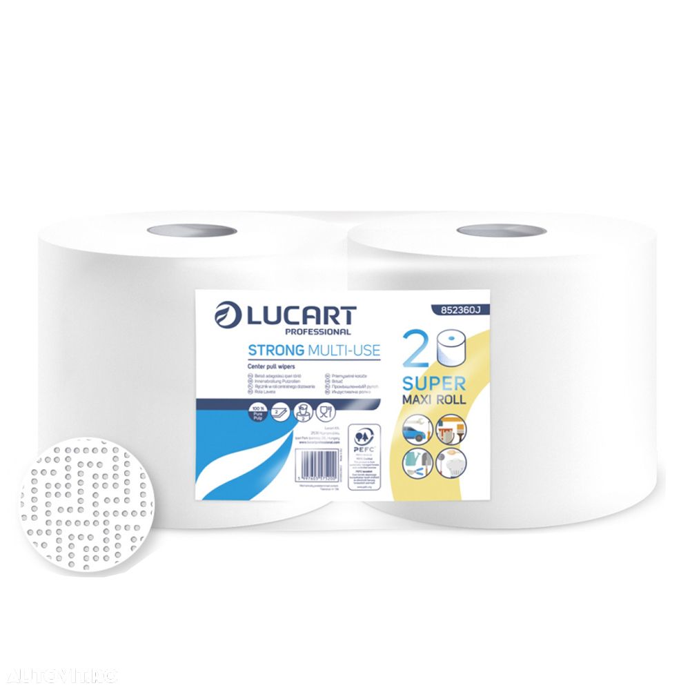 Prosoape hartie pentru atelier, celuloza LUCART 175mx230mm, strat dublu, alb - 1