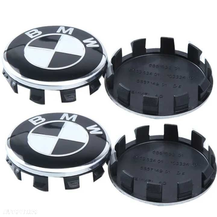 Capace Roti Sigle Embleme Jante BMW ALB NEGRU / Full Negru 56MM/68MM - 4