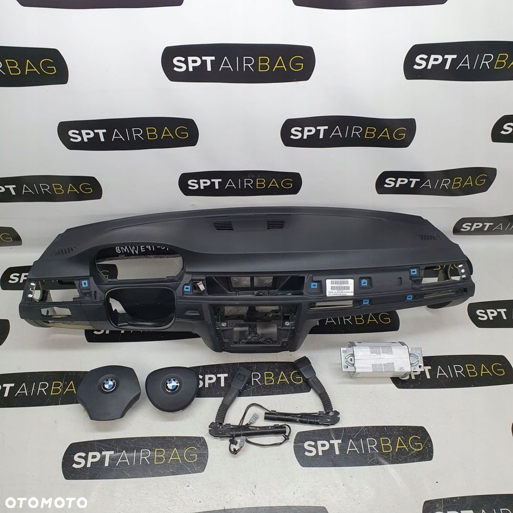 BMW E90 E91 E92 DESKA ROZDZIELCZA KONSOLA KOKPIT PULPIT PODUSZKI AIRBAG AIR BAG NAPINACZE KIT SET - 1