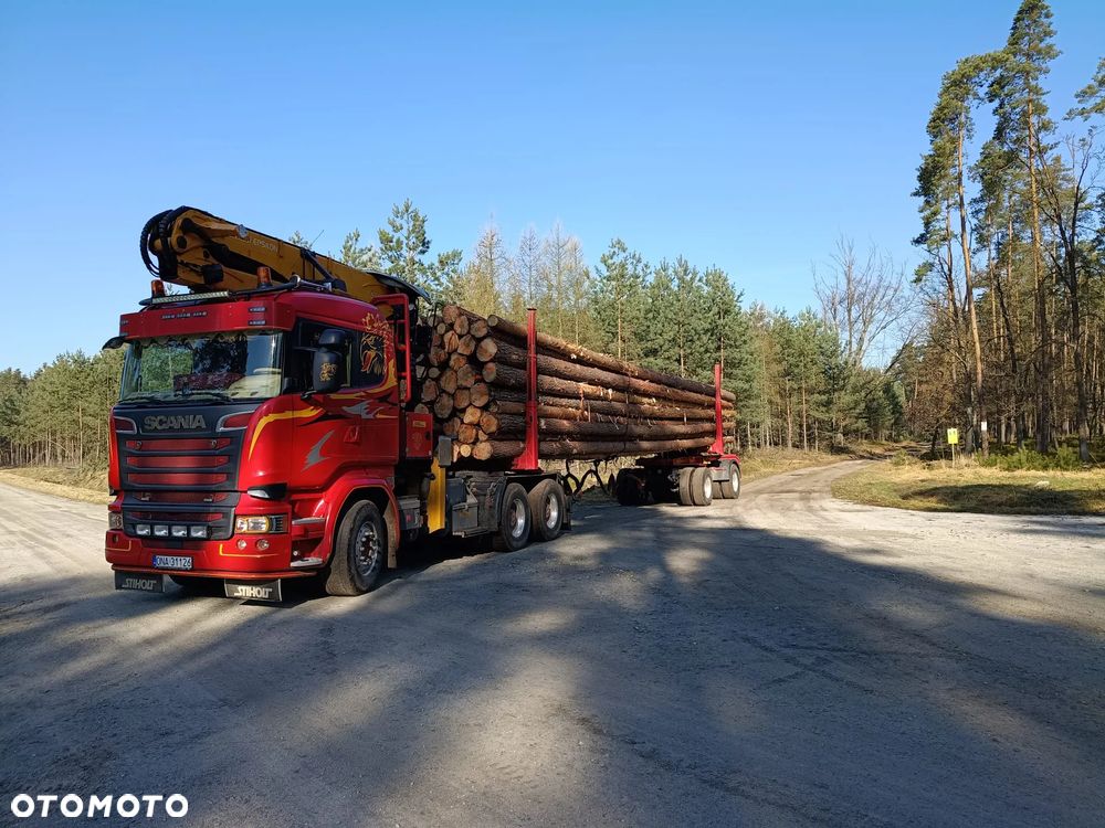 Scania R580 V8 2016r Scania R560 V8 2014r Scania R500 V8 2013r do drewna drzewa lasu dłużycy kłody dźwig epsilon loglift wózek doll huttner przyczepa do transportu drewna - 5
