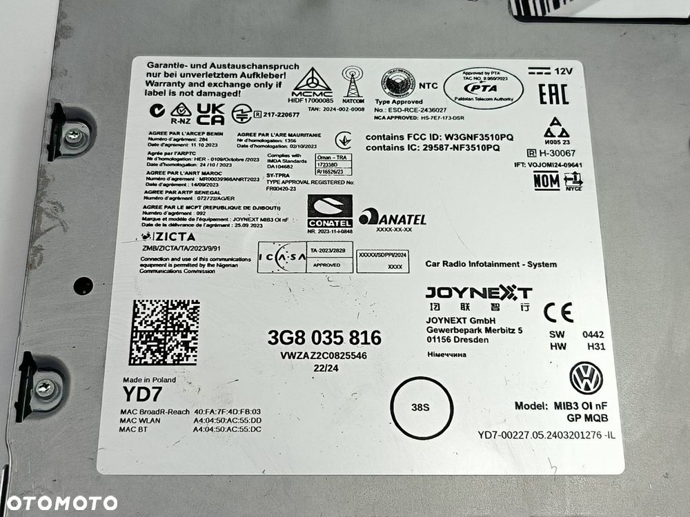 CZYTNIK NAWIGACJI VOLKSWAGEN TAIGO 3G0035816 - 5