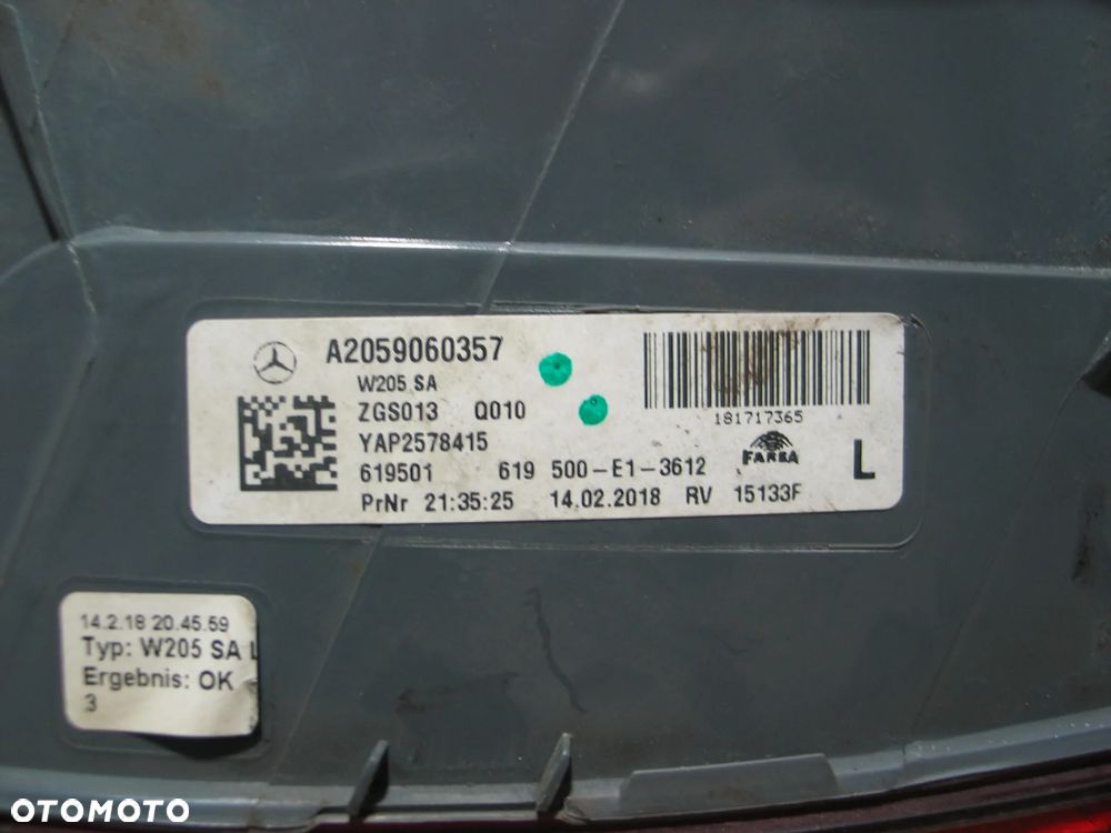 lampa led lewy tyl mercedes C klasa W205 A2059060357 oryginal - 16
