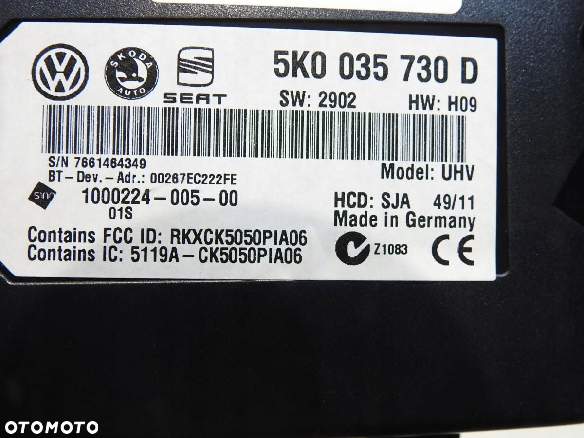 MODUŁ STEROWNIK BLUETOOTH VW PASSAT B7 5K0035730D - 5