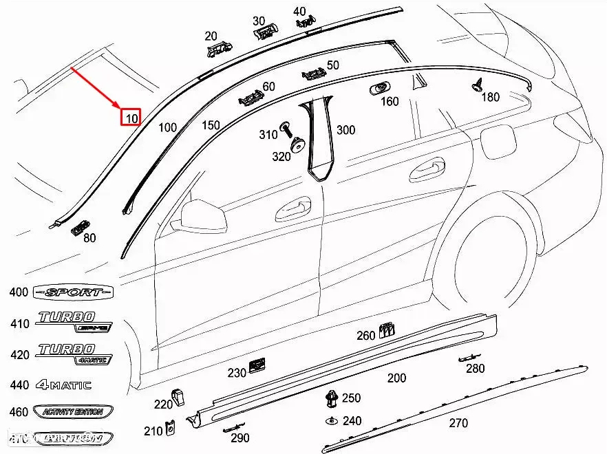 Friso Tejadilho Dto Novo Original Mercedes CLA X117 Shooting Brake A1176901600 - 4