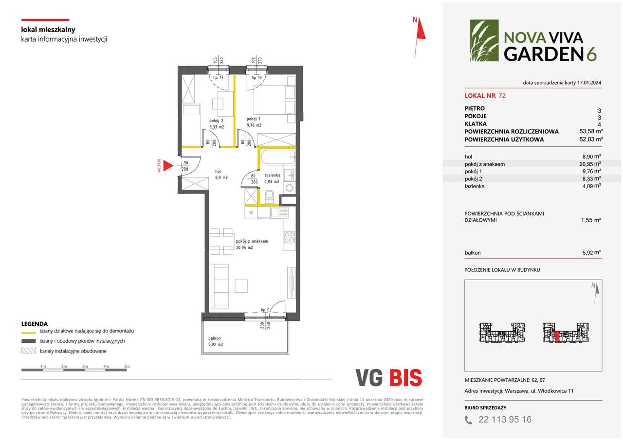3-pokojowe mieszkanie 53m2 + balkon - Pełny obrazek: 2/24