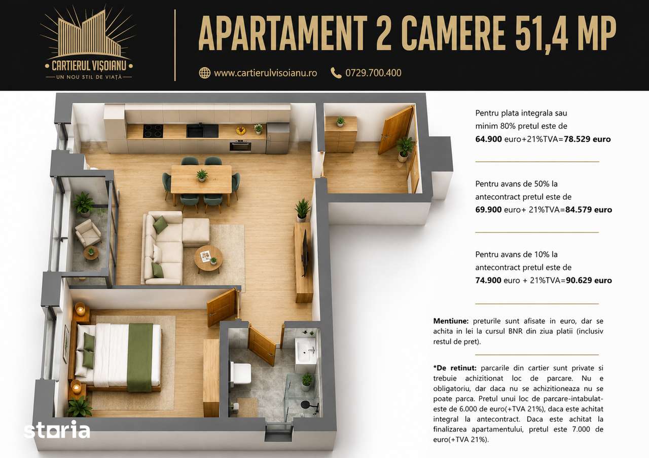 Pret Promo Apart cu 2 camere Cartierul Visoianu — fotografia 1