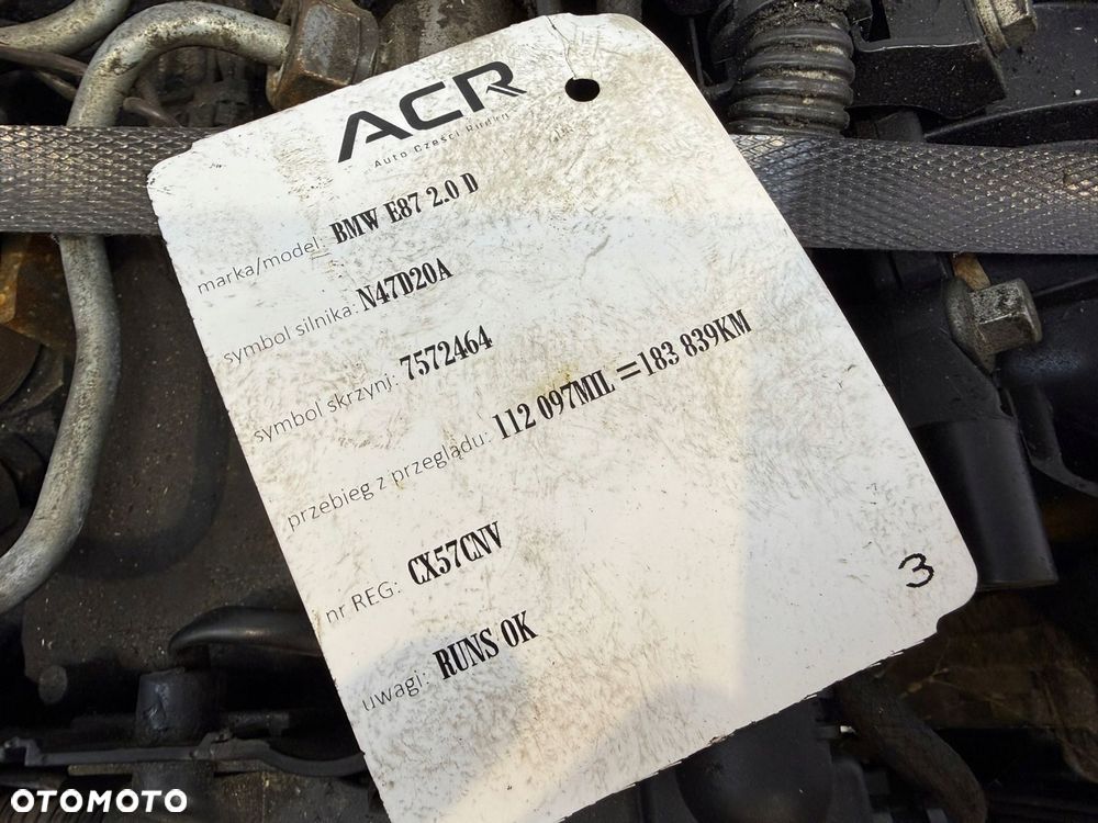 SILNIK N47D20A BMW E81 E87 E90 E91 X1 E84 X3 E83 2.0 D DIESEL kompletny 143 - 11