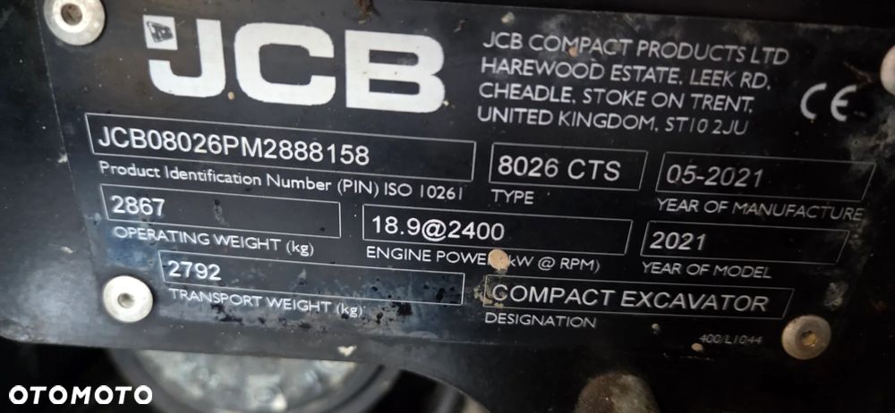 JCB <<Minikoparka JCB 8026CTS, 2021 rok, tylko 1400mtg, 3 łyżki>> - 15
