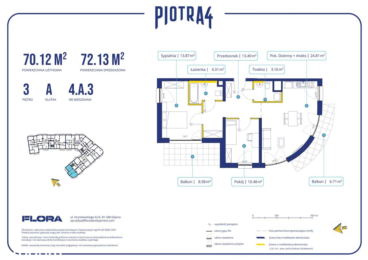 3-pokojowe mieszkanie 70m2 + 2 balkony - Pełny obrazek: 2/11