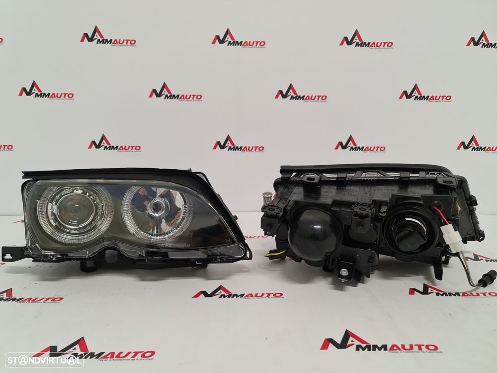 Faróis Angel Eyes BMW E46 Facelift Fundo Preto - 5