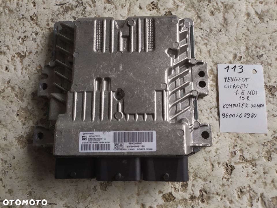 KOMPUTER STEROWNIK SILNIKA PEUGEOT CITROEN 1.6 HDI 9800268980