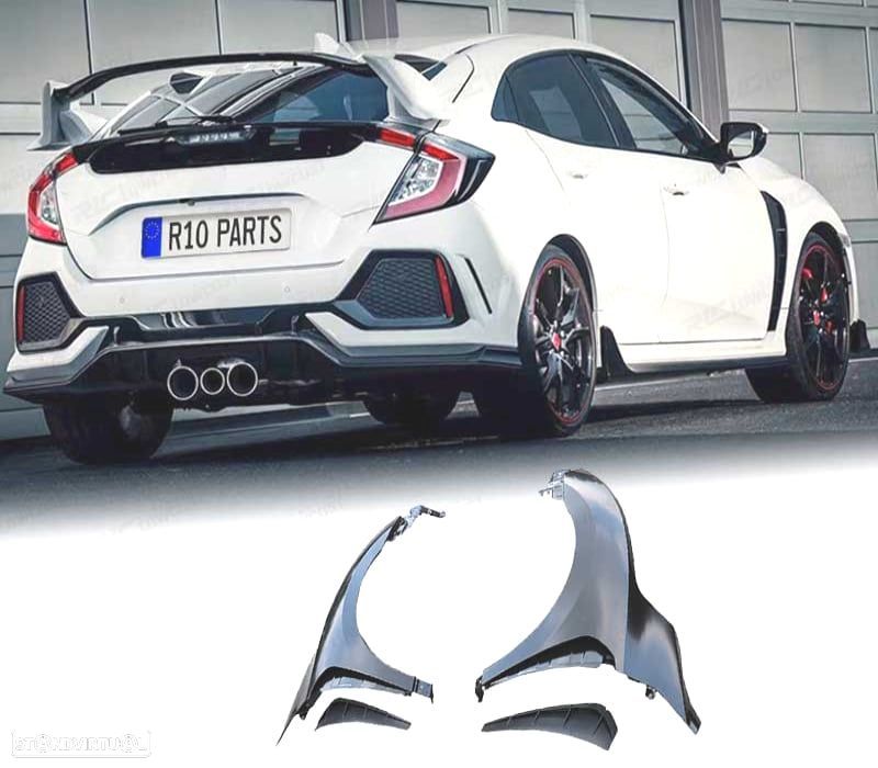 KIT 2 GUARDA-LAMAS PARA HONDA CIVIC TYPE R 16-20 METAL - 1