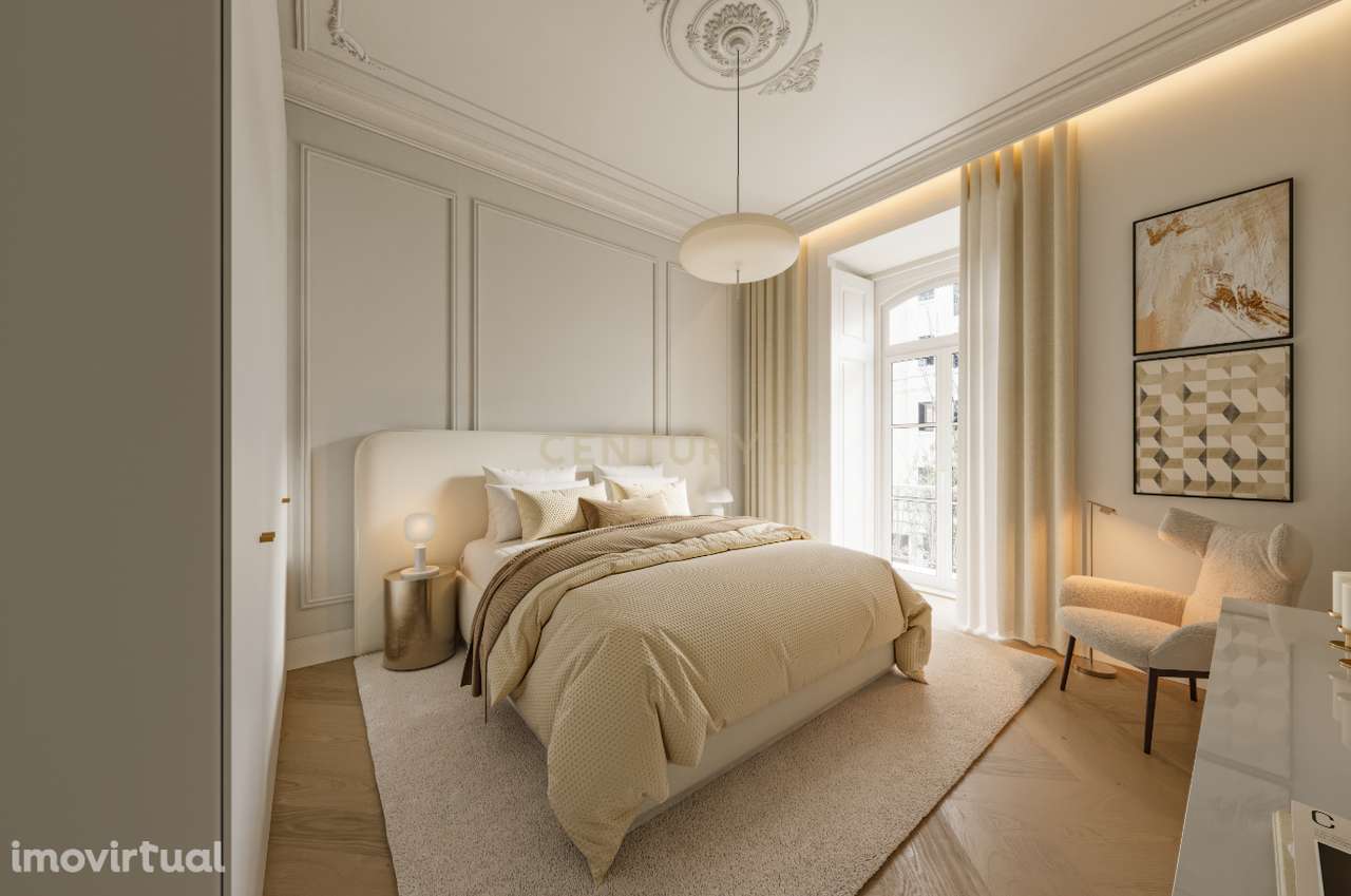 Luminoso T2 com varanda e arquitetura contemporânea. - Grande imagem: 4/9