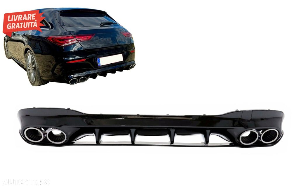 Difuzor Bara Spate cu Ornamente Evacuare Mercedes CLA X118 Shooting Brake C118 Cou- livrare gratuita - 15