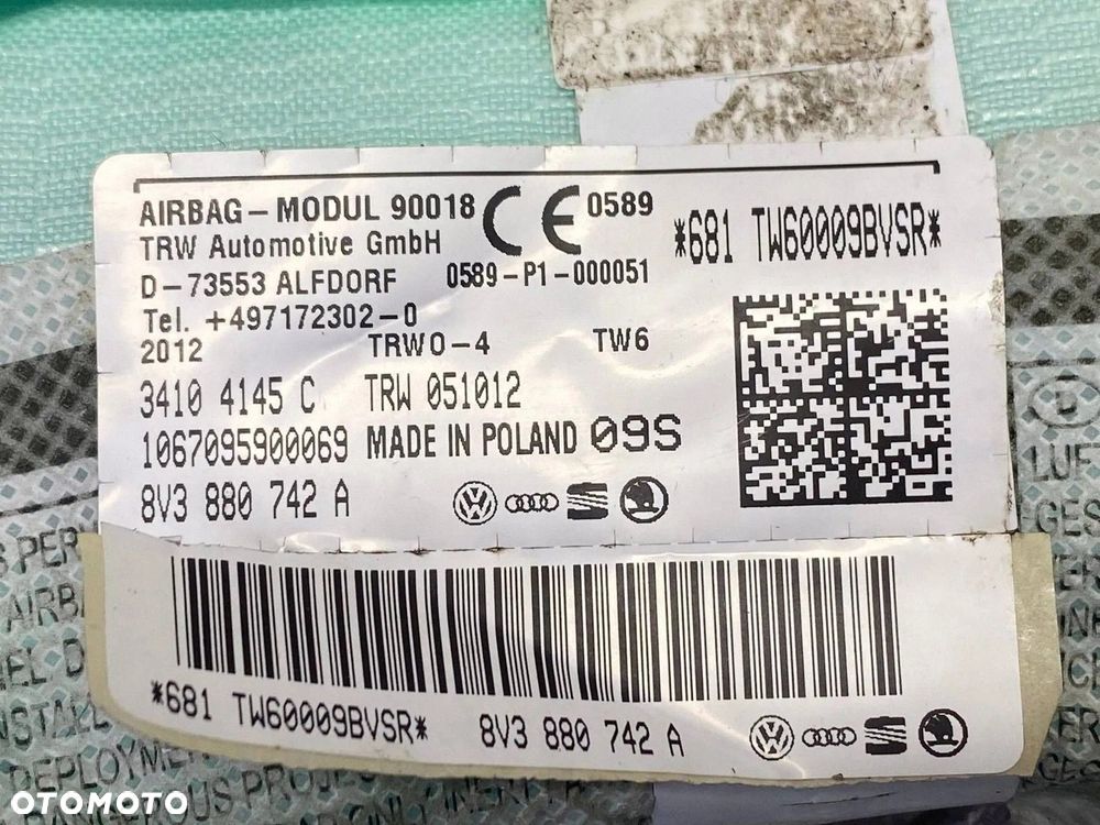 KURTYNA PODUSZKA AIRBAG PRAWA PASAŻERA AUDI A3 8V 3D HATCHBACK 8V3880742A - 9