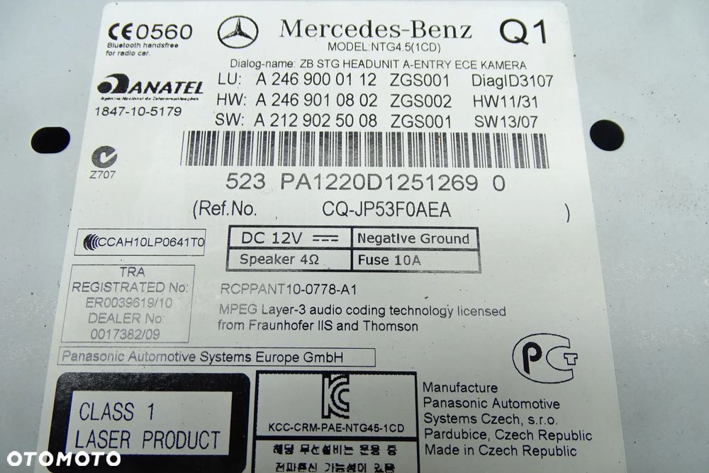 MERCEDES B KLASA W246  Radio + Wyświetlacz  2469000112 - 6