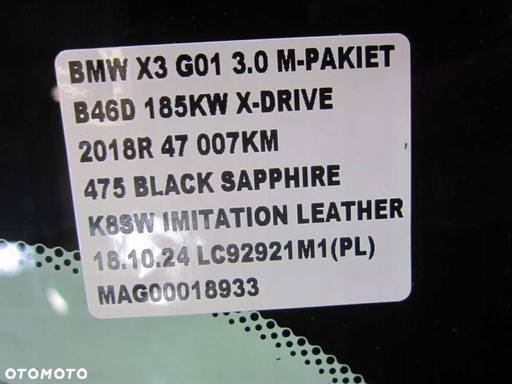 BMW X3 G01 X3 M SZYBA PRZEDNIA PRZÓD CZUJNIK DESZCZU 7399023 51317399023 - 13