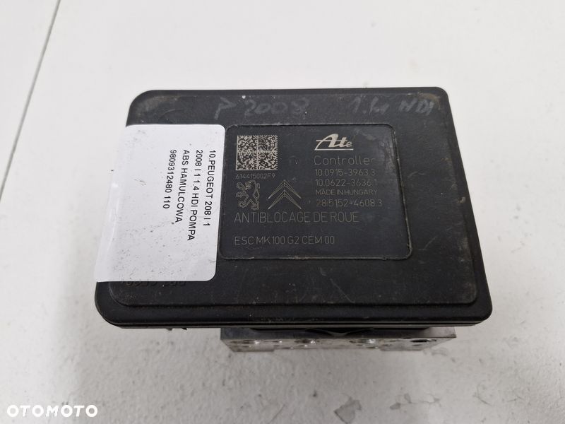 PEUGEOT 208 I 1 2008 I 1 1.4 HDI POMPA ABS HAMULCOWA 9809312480 - 2