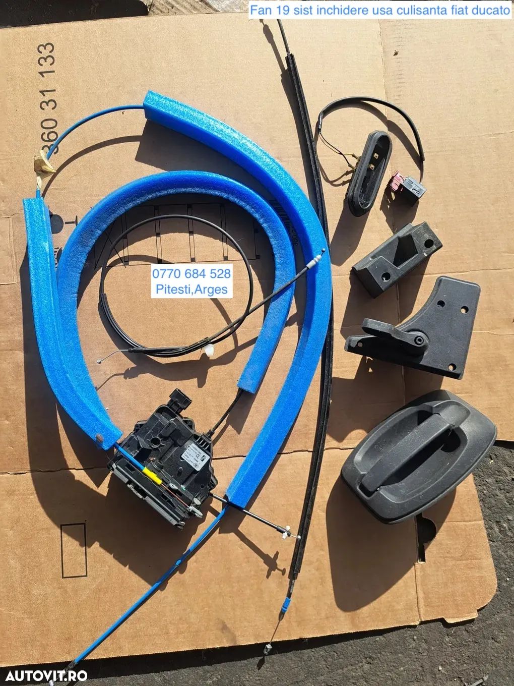 Sistem inchidere usa culisanta fiat ducato peugeot boxer citroen jumper ( pentru masini cu volan pe stanga ) broasca maner opritor contact electric cabluri - 1