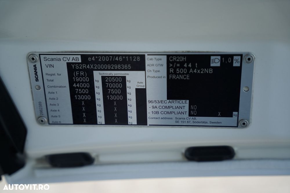 Scania R 500 / RETARDER / I-PARK COOL / ADR AT / FULL AIRMATIC / JANTE DIN ALIAJ / 2022 - 38