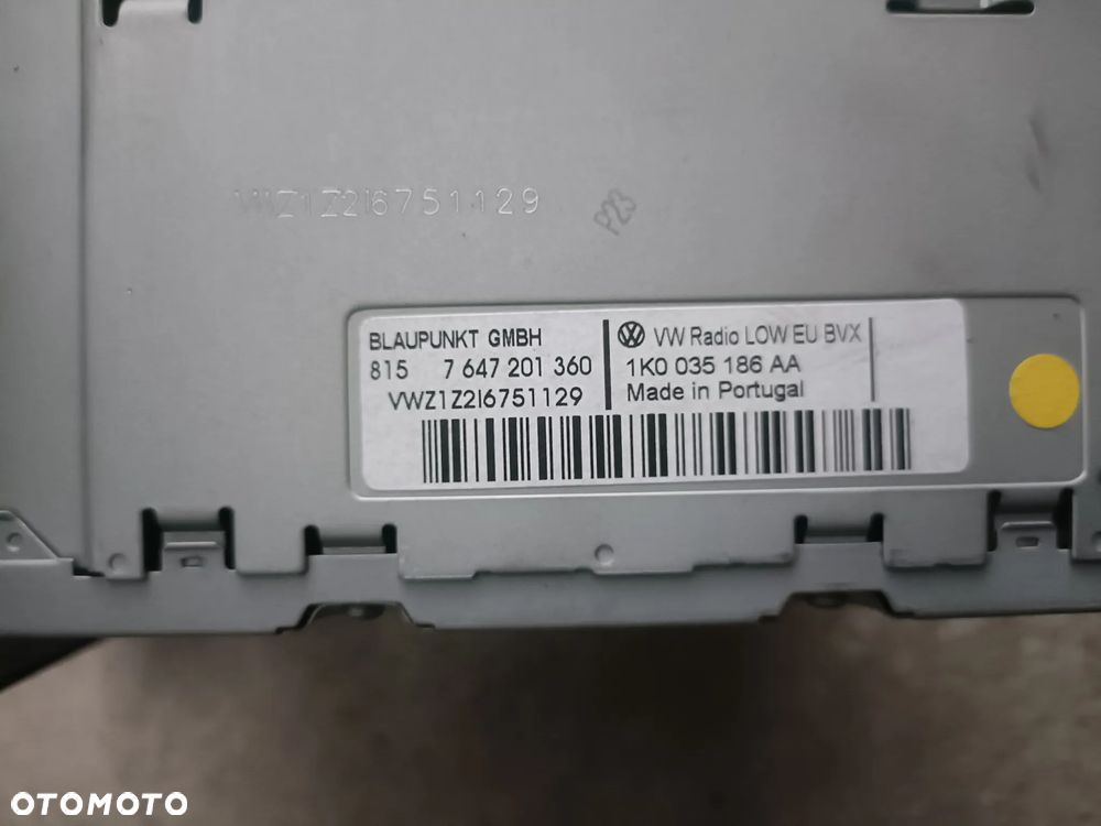 VOLKSWAGEN GOLF VI 6 08-16 r. RADIO RADIOODTWARZACZ 1K0035186 AA EU + - 4