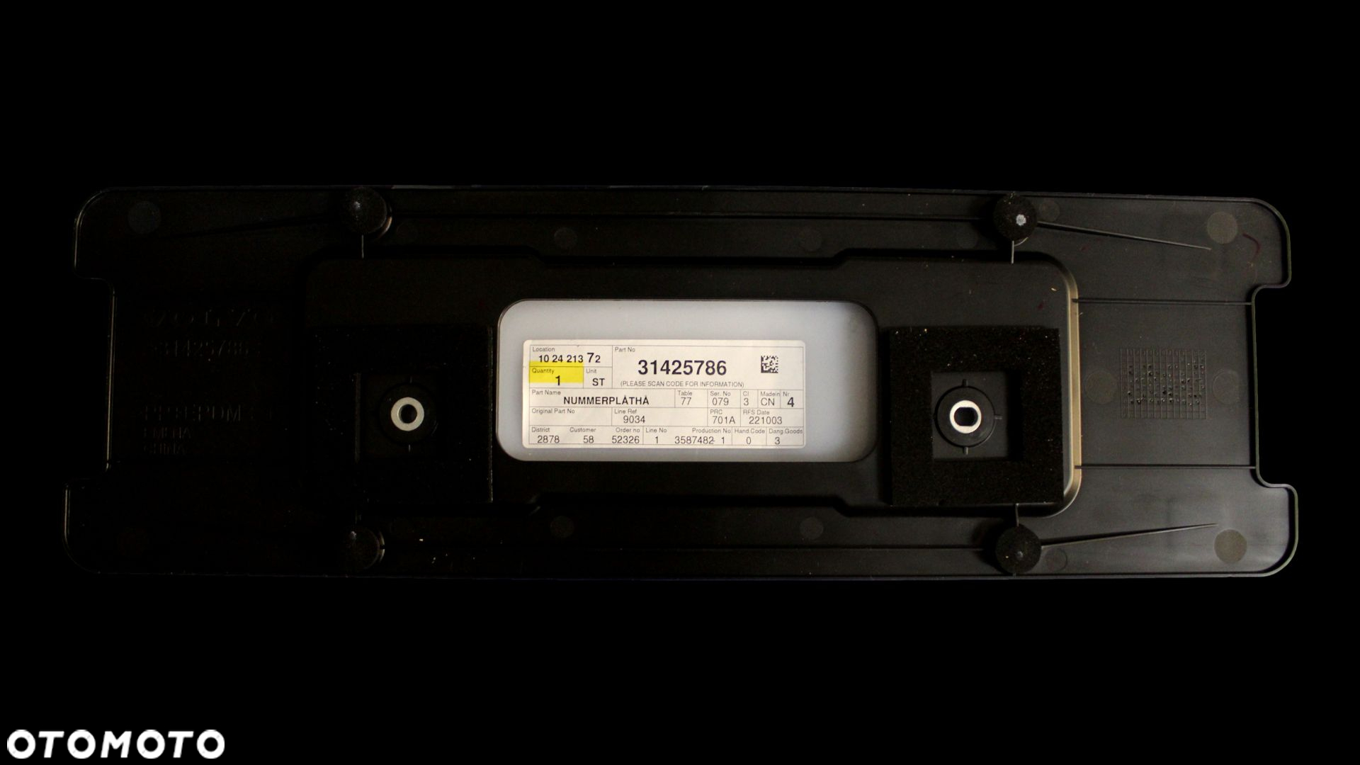 VOLVO V90 II podkladka rejestracja zderzak przod 31425786 - 3