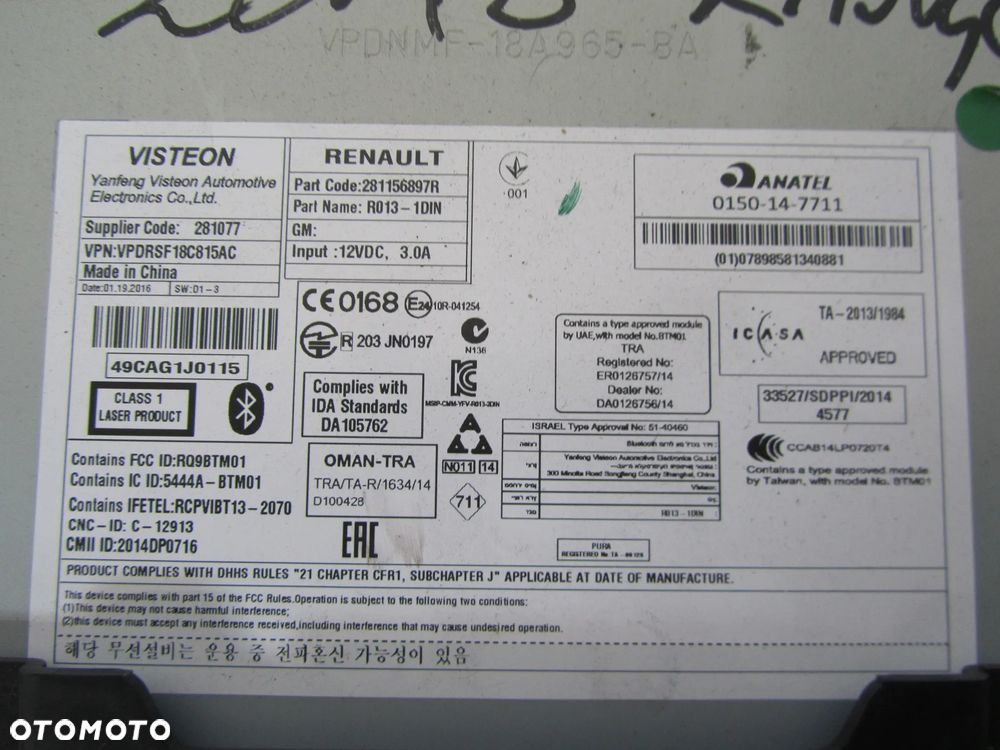 renault kangoo III 1.6 r uk radio cd - 3