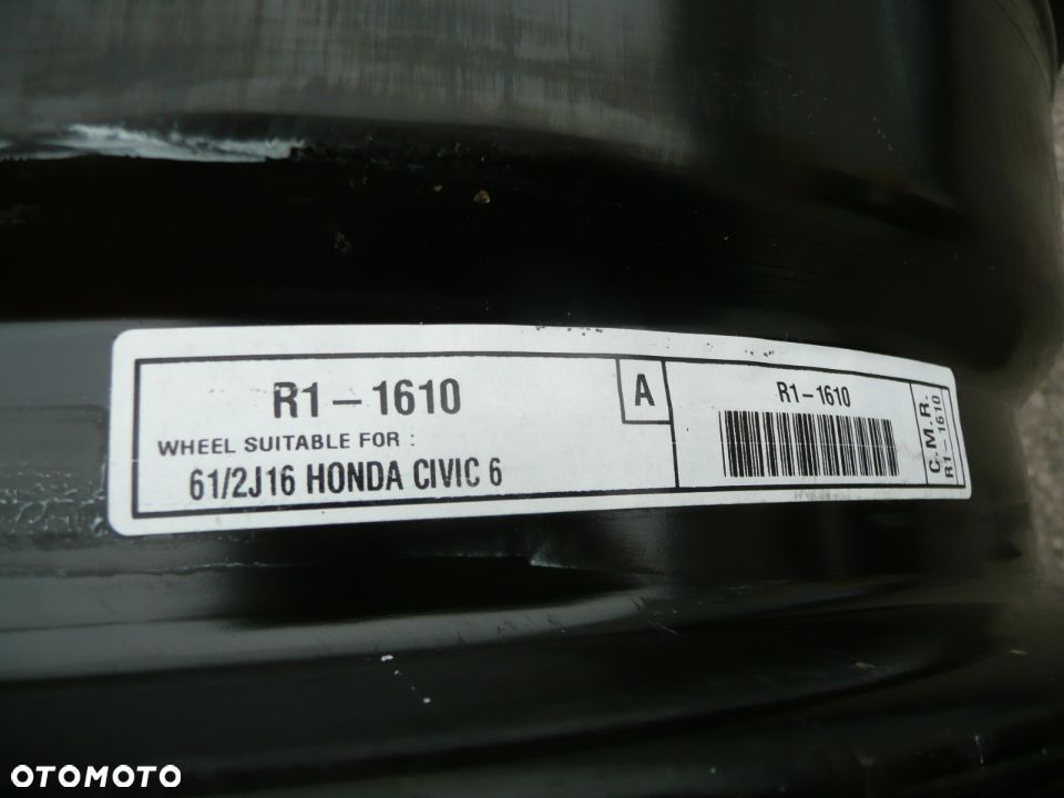 16” - felgi Oryginał: HONDA HRV CRV Civic Accord FRV - Stalowe 5x114,3 , r16 cali - fi-64 mm - Koło ZAPASOWE Zapasówka - 3