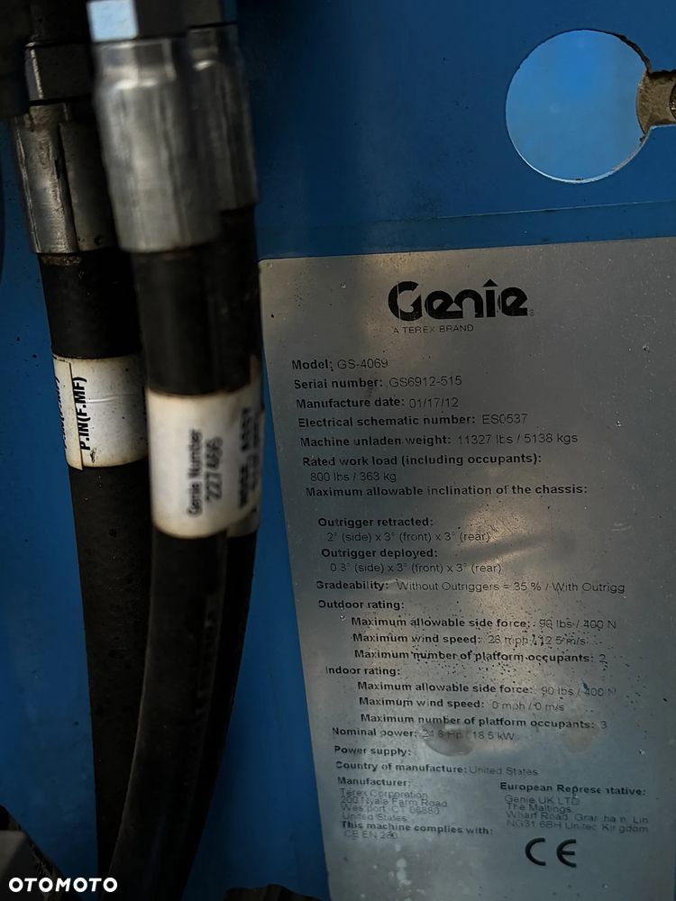 Genie Zwyżka Terenowa GS-4069RT Podnośnik Nożycowy Dźwig 14,5 metra jak Nowa z salonu! 960 mtg. 2013 rok, Pochodzi z Norweskiego urzędu Komuny. Zadbana! 4x4 Silnik Kubota. Zero Luzów i wycieków. Aktualne Serwisy DEKRA BMWT. Wysuwany Balkon. Sterowana z dołu i góry. Okazja Tanio !! Dokumentacja! Bez DPF, adBLUE - 14