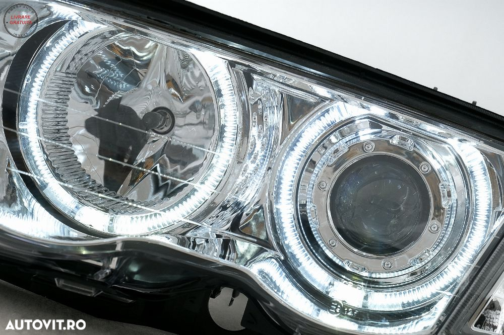 Faruri Angel Eyes BMW Seria 3 E46 Sedan Touring (05.1998-08.2001) Crom- livrare gratuita - 11
