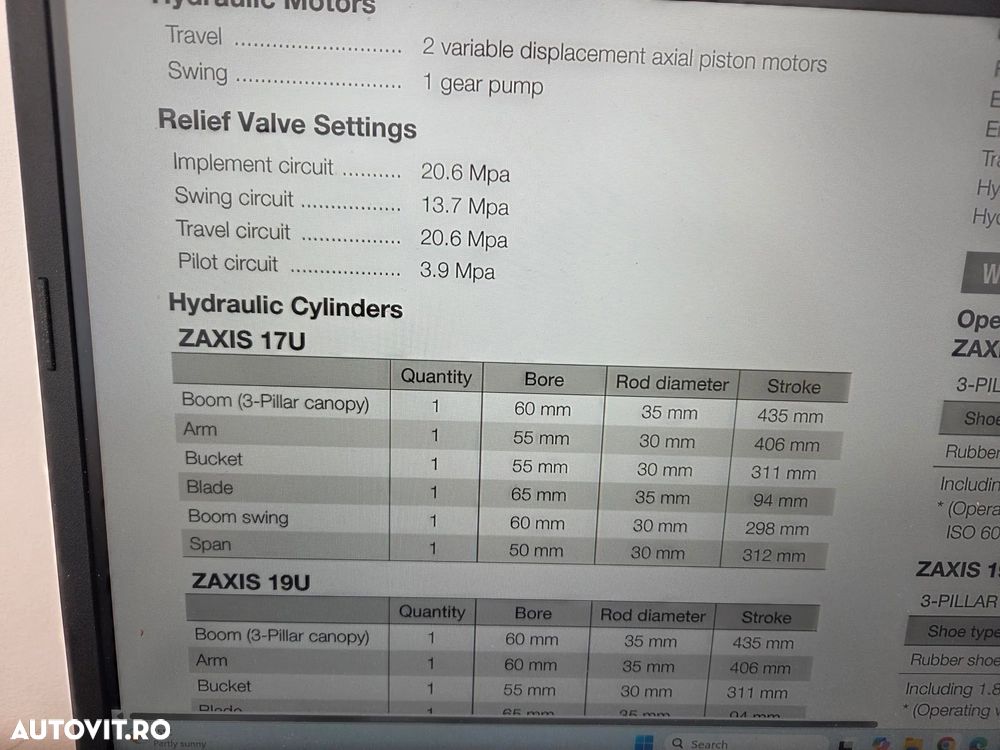 Hitachi ZX19U-6, 2tone, 2024, 539h, rotire in gabarit, Adanc sapare 2,5m, CUPLA RAPIDA+3 CUPE, Senile cauciuc 80% ok extensibile, latime 0,8m, inst picon, LAMA, produs in JAPONIA, sistem antifurt, posibilitate leasing 4ani-CA NOU-PROMOTIE 18.900 EUR+Tva - 35