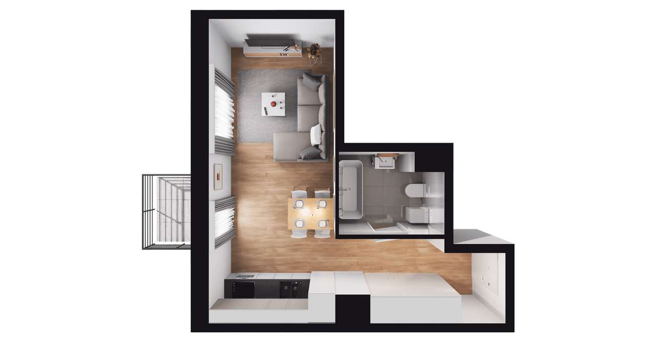 1-pokojowe mieszkanie 28m2 + loggia Bez Prowizji