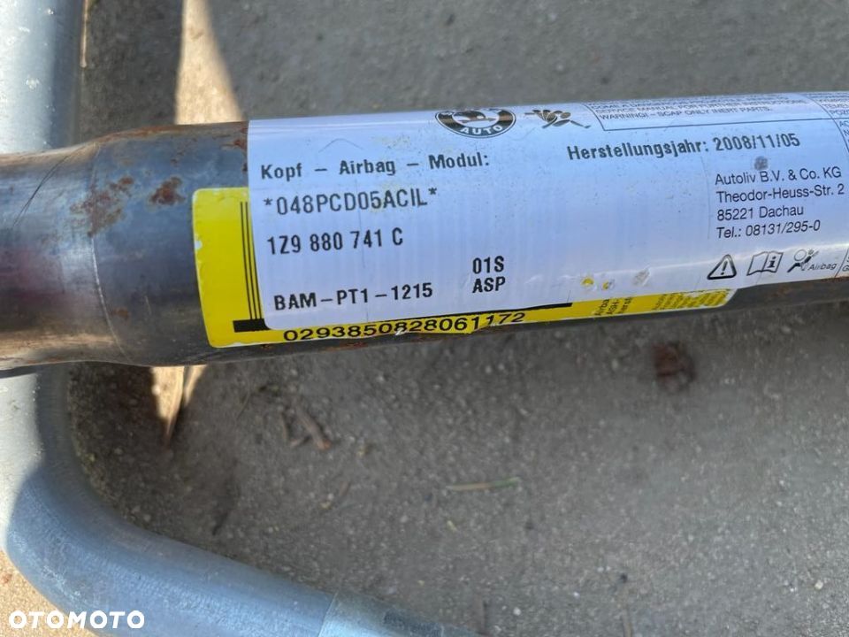 Kurtyna powietrzna lewa airbag air bag boczny Skoda Octavia II 2 kombi 1Z9880741C - 3