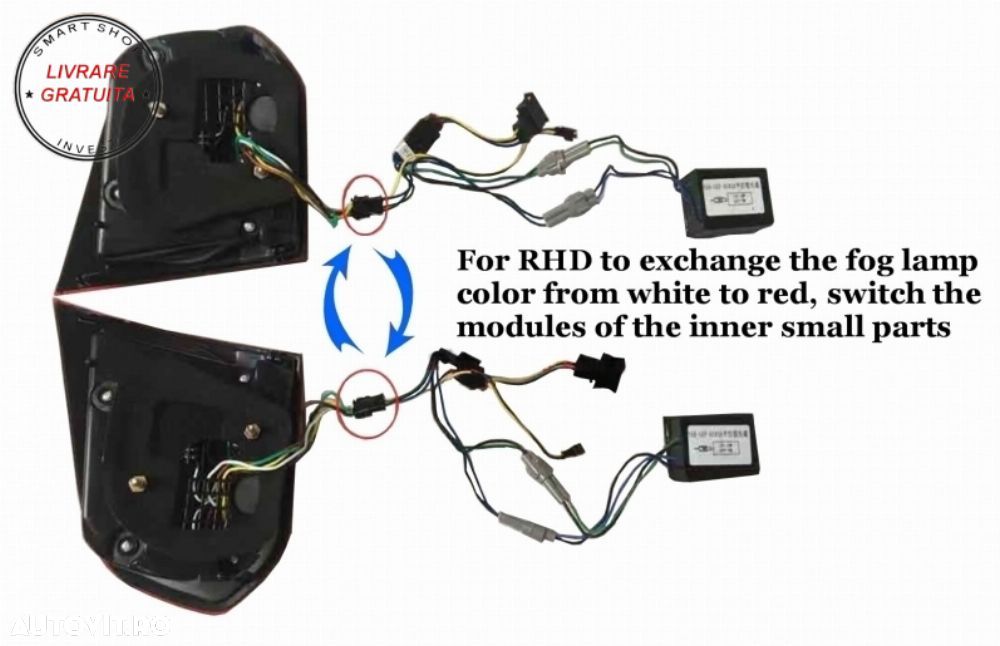 Bara Spate si Stopuri Full LED Rosu Fumuriu VW Golf 6 VI (2008-2013) R20 Look- livrare gratuita - 16