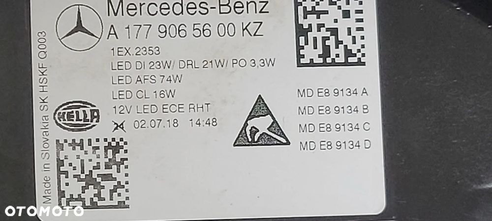 LAMPA PRAWA PRZÓD MULTIBEAM LED MERCEDES A-KLASA W177 A1779065600 - 5