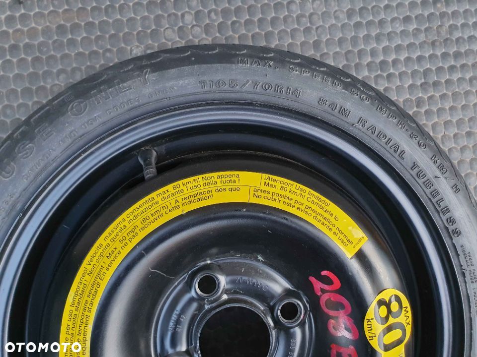 Kolo Dojazdowe Dojazdowka Zapasowe 4x100 VW Seat 3.5J R14 ET42 Pokrowiec - 13