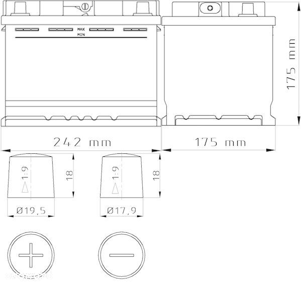 Akumulator ASFIN 12V 60Ah 570A (EN) ALFA,AUDI,BMW - 2