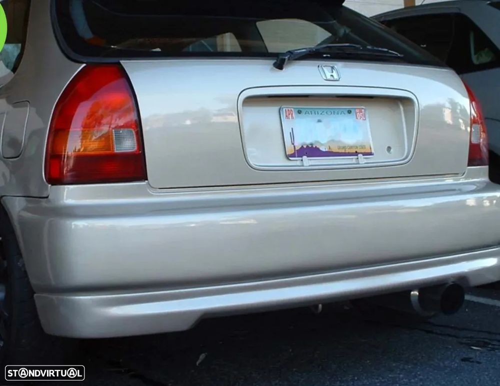 Para-choques traseiro sem frisos Honda civic 96-01 3 portas / hatchback EK1, EK3, EK4, EK9 look em plástico ABS - 1