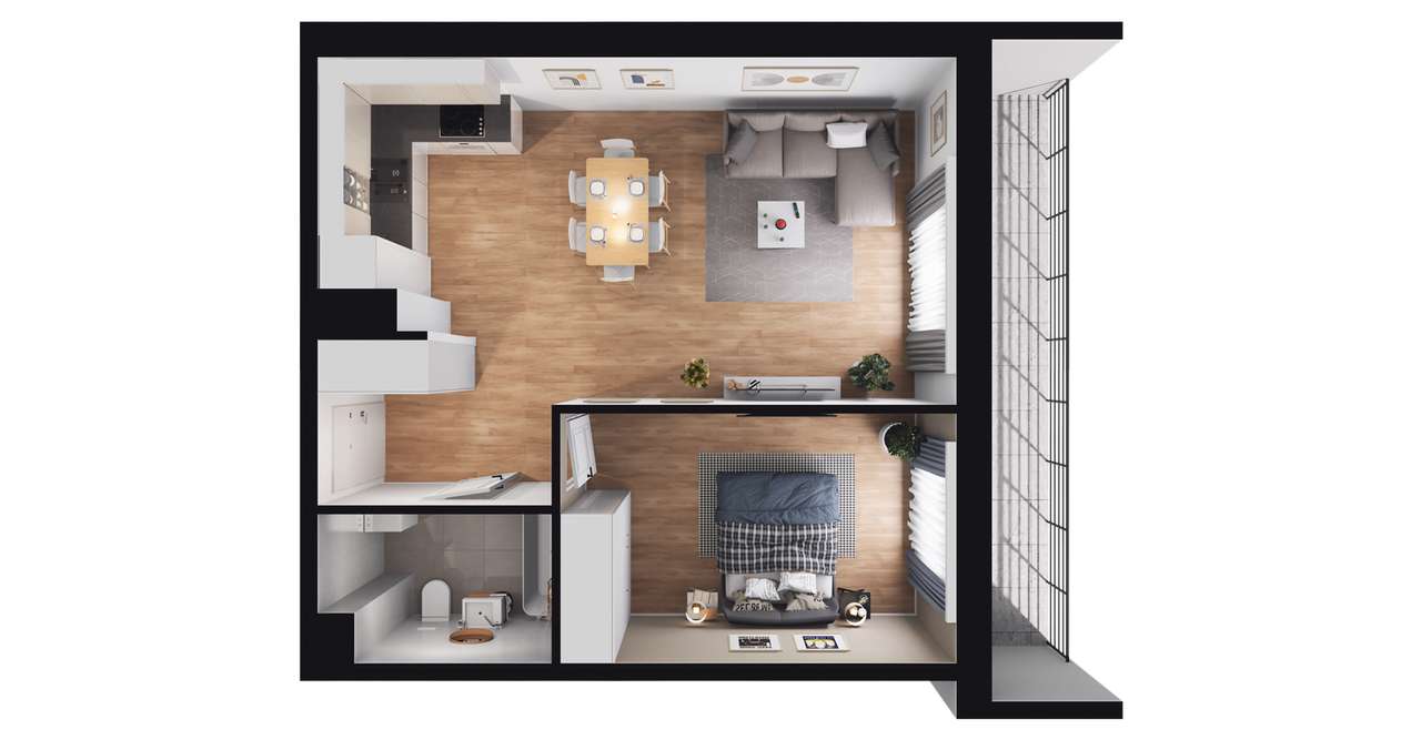2-pokojowe mieszkanie 47m2 + balkon Bez Prowizji - Pełny obrazek: 2/23