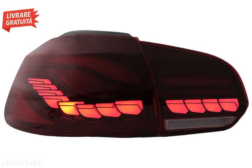 Stopuri Full LED VW Golf 6 VI (2008-2013) Rosu Fumuriu cu Semnal Dinamic- livrare gratuita - 4