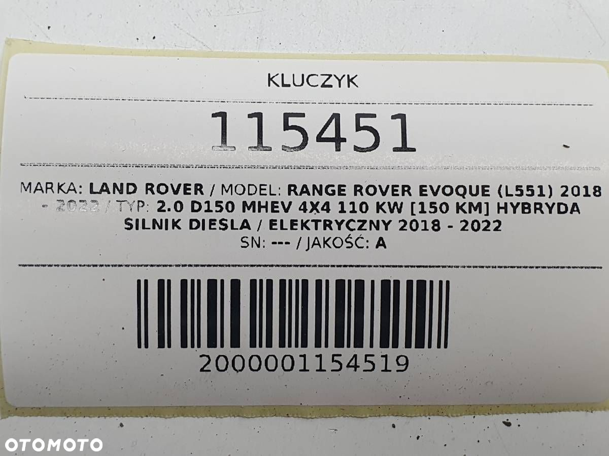 KLUCZYK PILOT KEYLESS LAND RANGE ROVER EVOQUE II L551 JK52-15K601-DG - 6