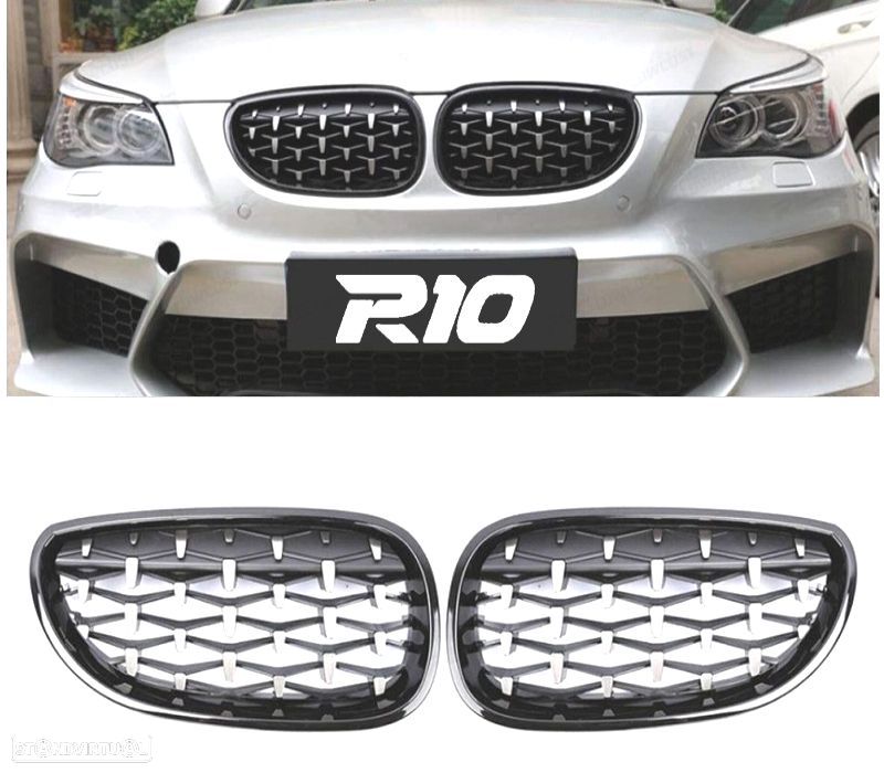 GRELHAS FRONTAIS BMW E60 E61 03-10 DIAMANTE PRETO BLACK DIAMOND - 1